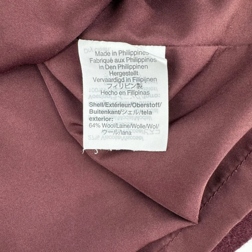 Madewell Wool Mini Skirt Maroon Zipper Front Pockets Career Casual Womens size 2
